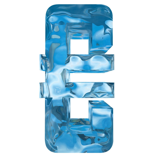 Fogalmi dekoratív kék hűvös kristály, fagyasztott, folyékony evro jel, téli szezon betűtípus  - Fotó, kép