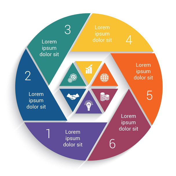 Infographic Business Pie chart for 6 options template - Vektori, kuva