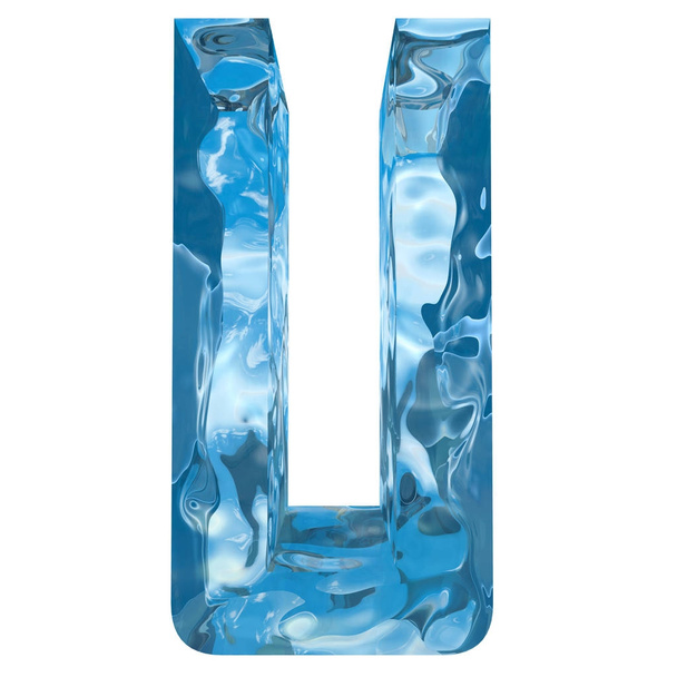 Käsitteellinen koriste sininen viileä kristalli jäädytetty neste kirjain u, talvikauden fontti
  - Valokuva, kuva