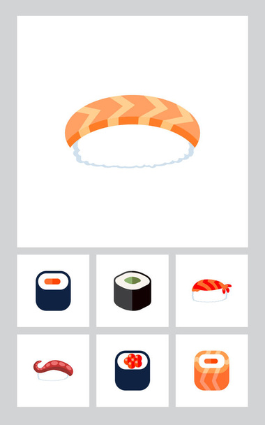Icon flat sashimi set of eating, japanese food, sashimi and other vector objects. Also includes sushi, seafood, salmon elements. - Διάνυσμα, εικόνα