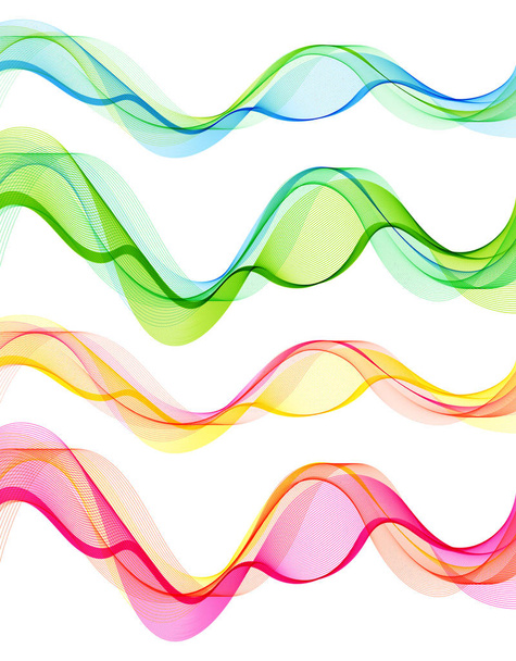 Conjunto de verde, amarillo, rosa, azul abstracto aislado transparente W
 - Vector, Imagen