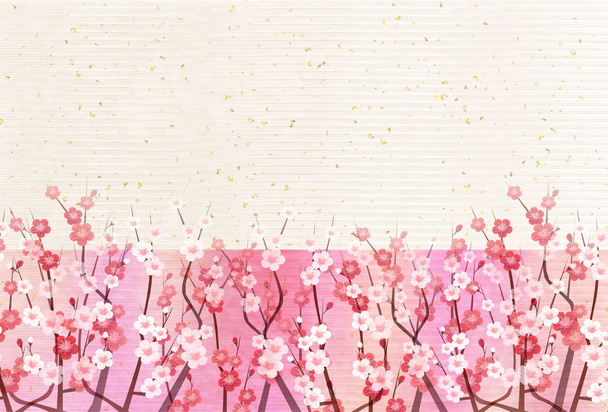 Ciruela flores Año Nuevo tarjeta fondo primavera fondo
 - Vector, imagen