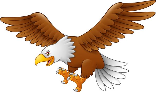 Dibujos animados águila volando sobre fondo blanco
 - Vector, Imagen