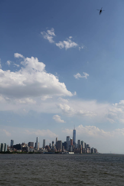 New York City and helicopter in the sky. America, New York City - May 13, 2017 - Valokuva, kuva