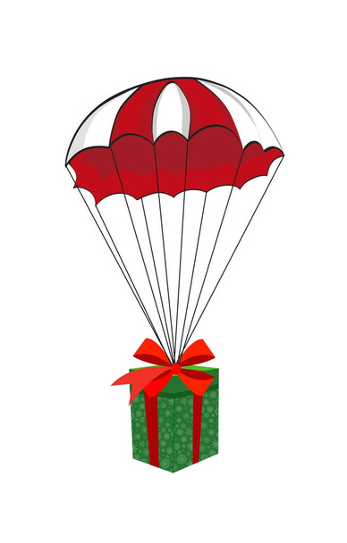 Schattige cartoon afbeelding van jaar cadeau vallen met parachu - Vector, afbeelding
