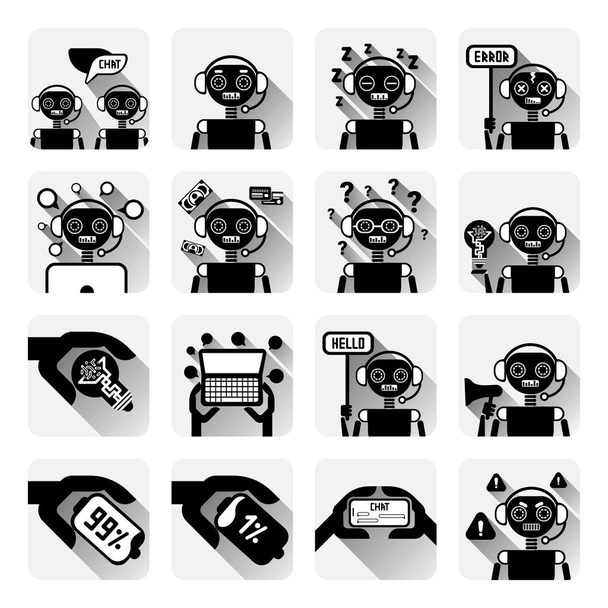 Conjunto de iconos de Chatbot Concepto de Chat Bot o Chatterbot Service Tecnología de soporte en línea
 - Vector, imagen