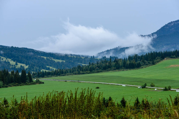 mlhavé ráno pohled v mokré horské oblasti v slovenské tatra - Fotografie, Obrázek