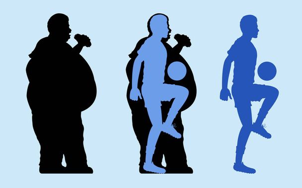 脂肪とスリムな男のシルエット - ベクター画像