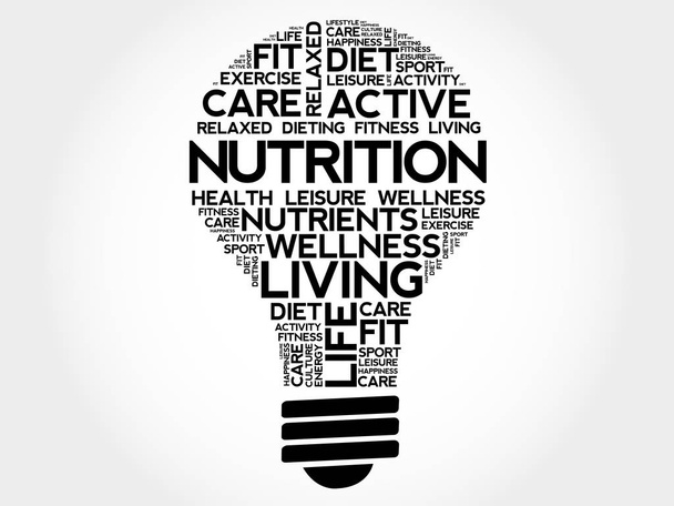 Nutrition bulb word cloud - Vector, Image