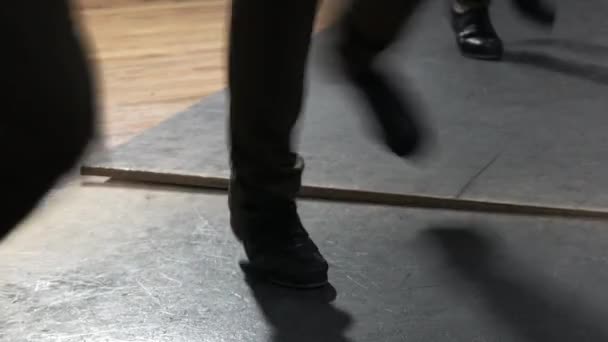 Dancer's feet close up. Feet tap-dancers. Dancing shoes closeup. Black and white, retro.Tap dance. - 映像、動画