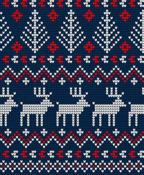 Knitted Christmas and New Year pattern - Vektor, obrázek