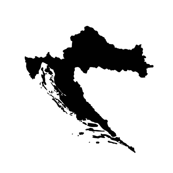 Vector map Croatia. Isolated vector Illustration. Black on White background. EPS 10 Illustration. - Vector, Image