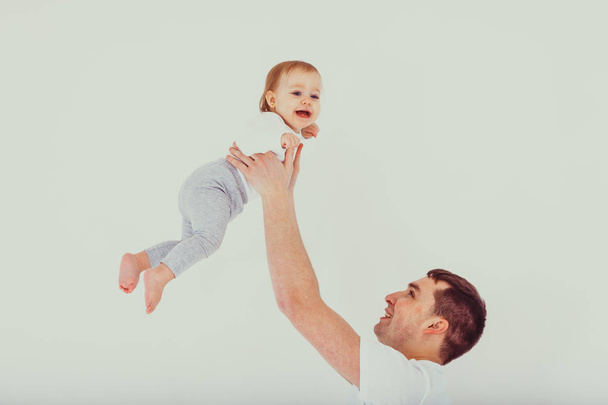 Dad and baby having fun - 写真・画像