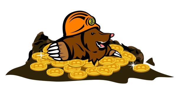 Mole, που βρήκε τα bitcoins - Διάνυσμα, εικόνα