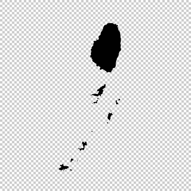 Vektorová mapa Svatý Vincenc a Grenadiny. Izolované vektorové ilustrace. Černá na bílém pozadí. Obrázek EPS 10. - Vektor, obrázek