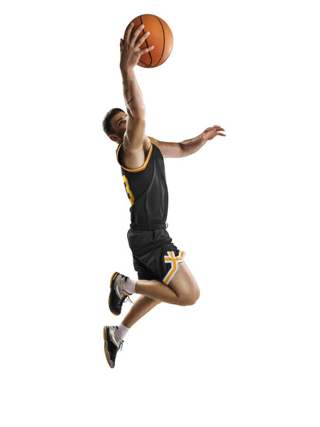 jeden basketbalový hráč skok izolace - Fotografie, Obrázek