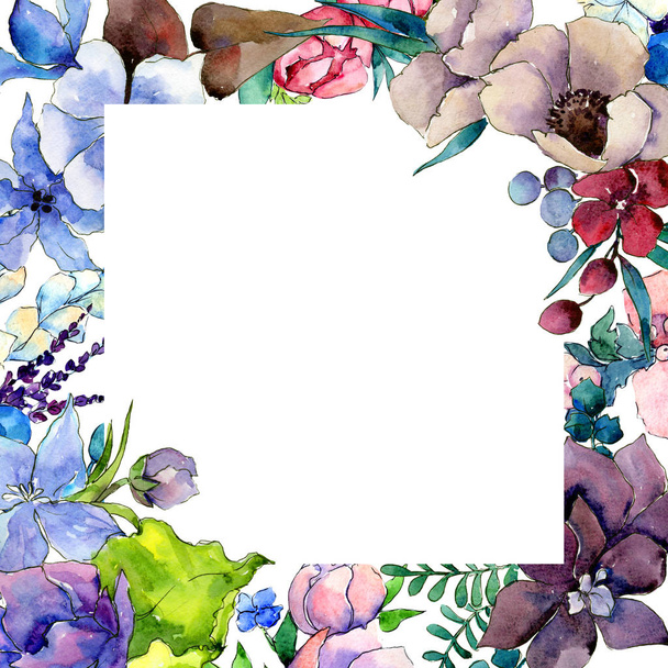 Flower composition frame in a watercolor style. - Fotografie, Obrázek