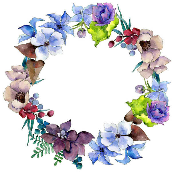 Flower composition wreath  in a watercolor style. - Foto, Bild