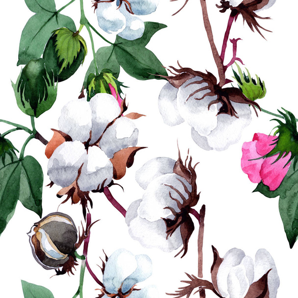 Cotton with flower pattern in a watercolor style. - Foto, afbeelding
