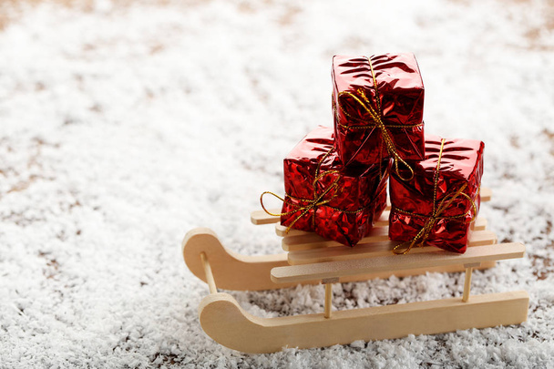 Wooden toy sleigh  - Φωτογραφία, εικόνα