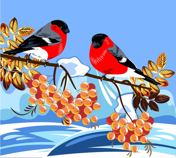 Kış manzara arka planda şakrak kuşu - Vektör, Görsel