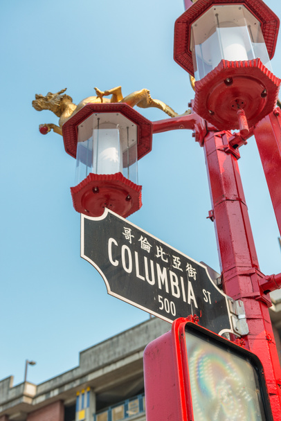 columbia straßenschild in vancouver chinatown - Foto, Bild