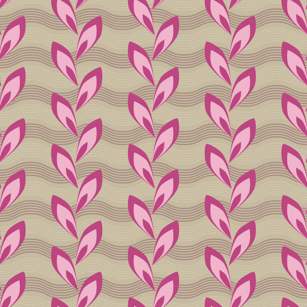 Seamless vector illustration background. Wavy lines, pattern of decorative petals - Vecteur, image