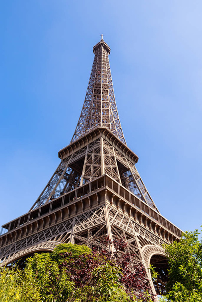 View of the Eiffel tower on a bright sunny day. Paris, France - Photo, image