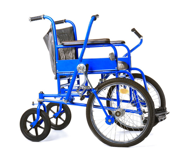 Blue wheelchair on white background - Фото, изображение