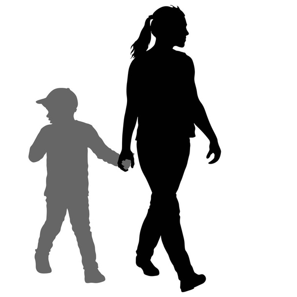 Silhouette einer glücklichen Familie auf weißem Hintergrund - Vektor, Bild