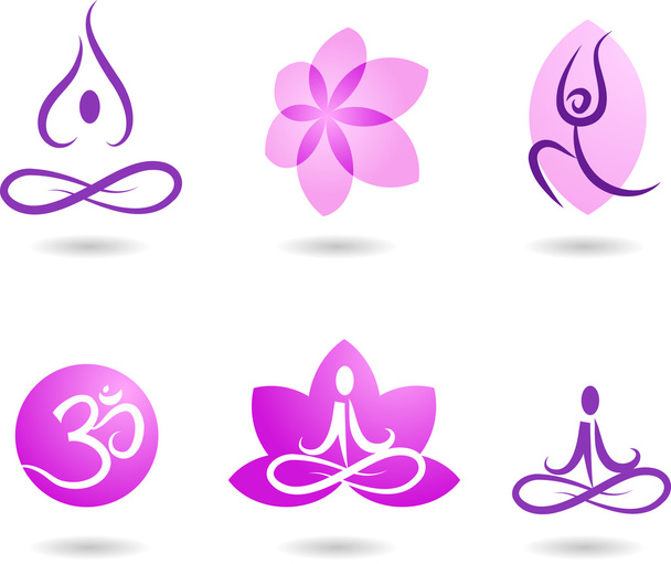Collection of yoga icons - Vector, Image