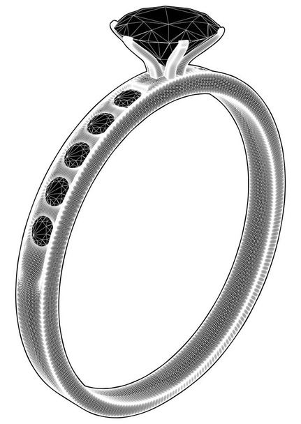 Ring With Diamond Vector  - Vector, Image