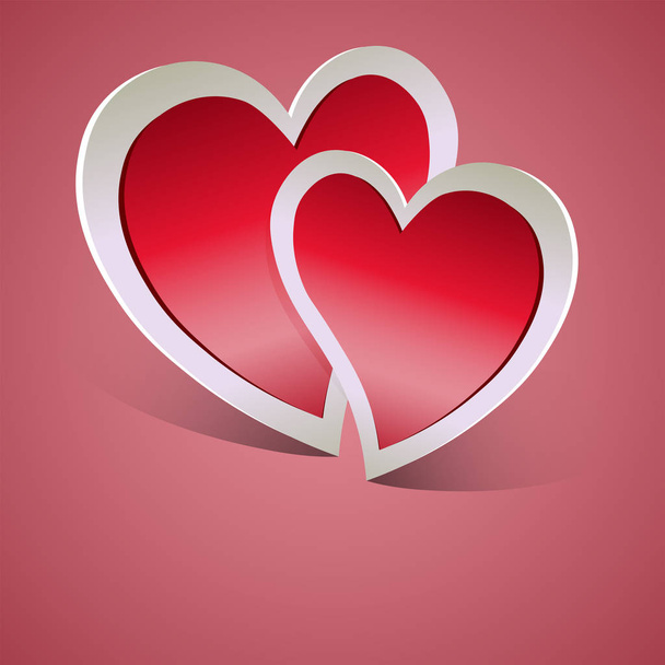 red design with silhouette of two hearts - Vector, Image