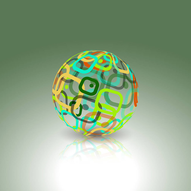 Conceptual Technology Logo. Abstract globe made from retro rectangles. - Vector, Imagen