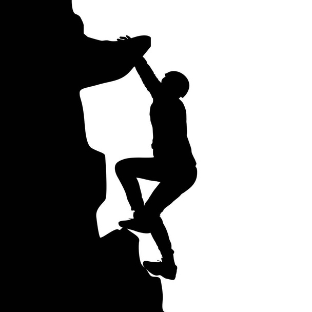 Black silhouette rock climber on white background - Vector, Image