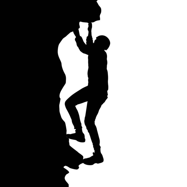 Μαύρη σιλουέτα ορειβάτης σε λευκό φόντο - Διάνυσμα, εικόνα