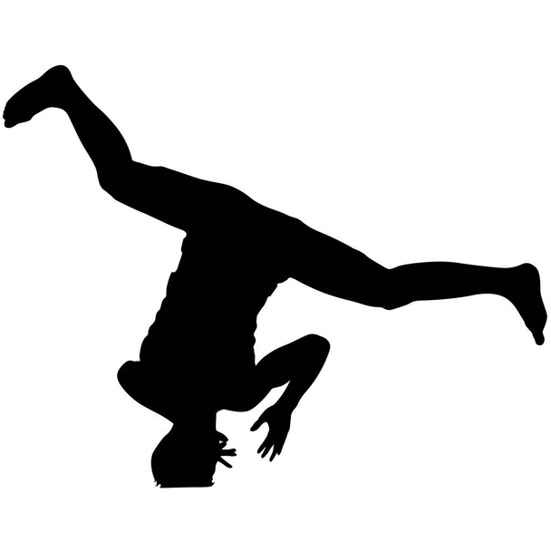 Fekete sziluett breakdancer fehér alapon - Vektor, kép