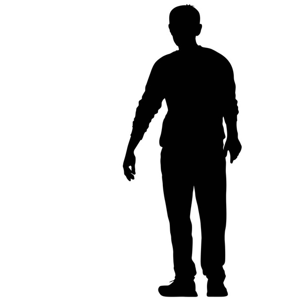 Černá silueta muže, lidé na bílém pozadí - Vektor, obrázek