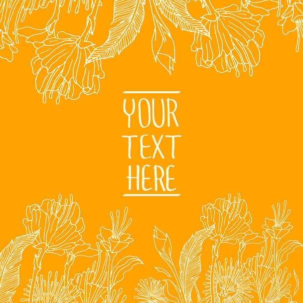 Colorful vector illustration with flowers border and place for text - Vector, Image