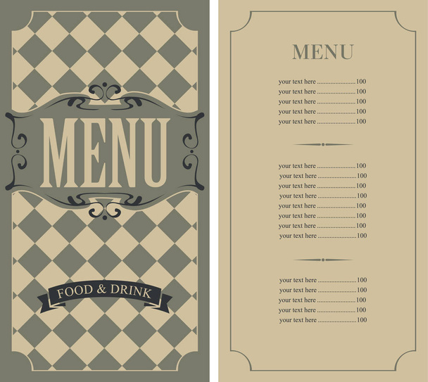 価格リストとレストランの市松模様のメニュー - ベクター画像