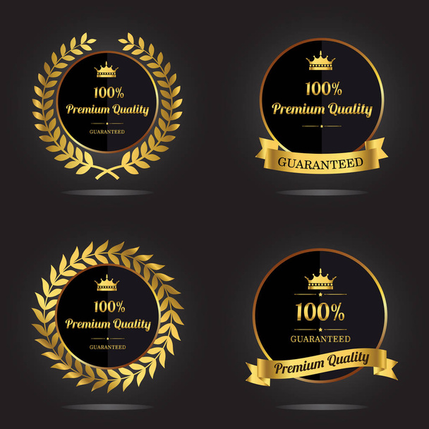 Business logos set with text, crowns, wreathes, stars leaves. Vector illustration   - ベクター画像