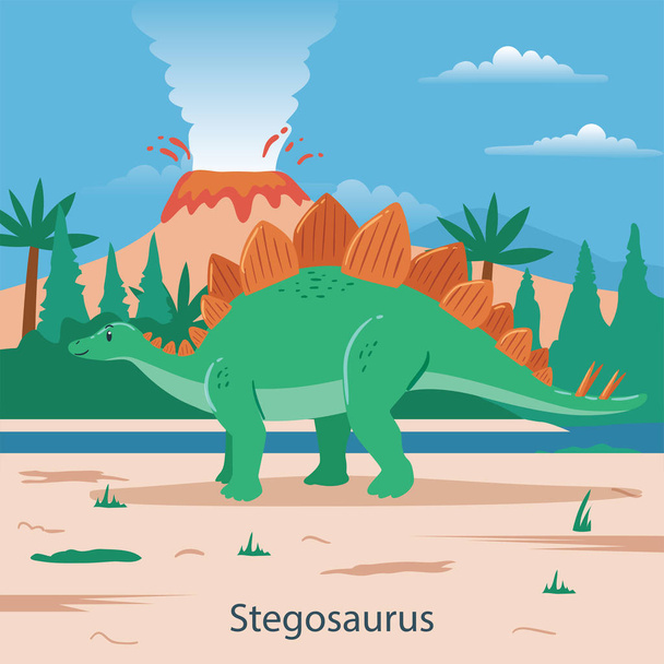 Stegosaurus Ilustración del vector animal prehistórico
 - Vector, Imagen