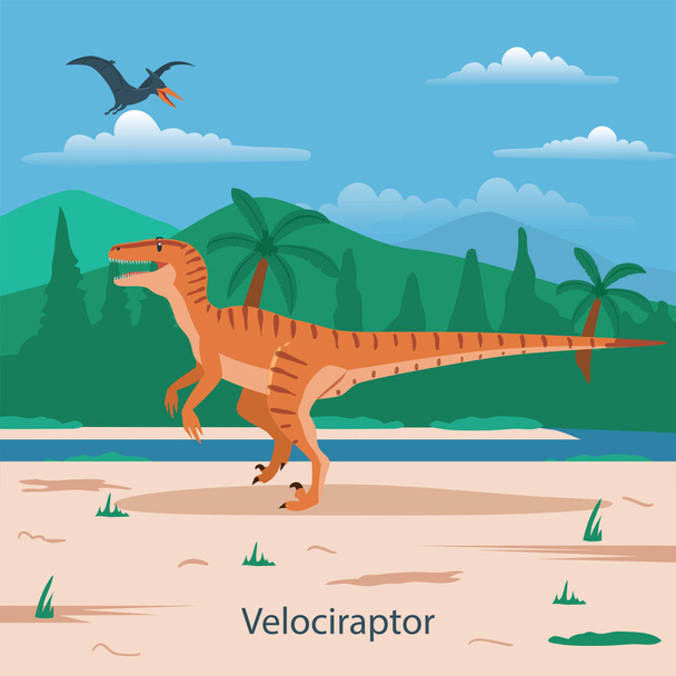 VelociRaptor prehistorische dieren vectorillustratie - Vector, afbeelding