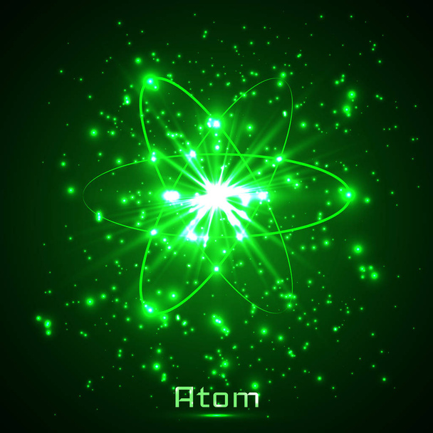 Vector shining neon lights atom model - Vector, Image