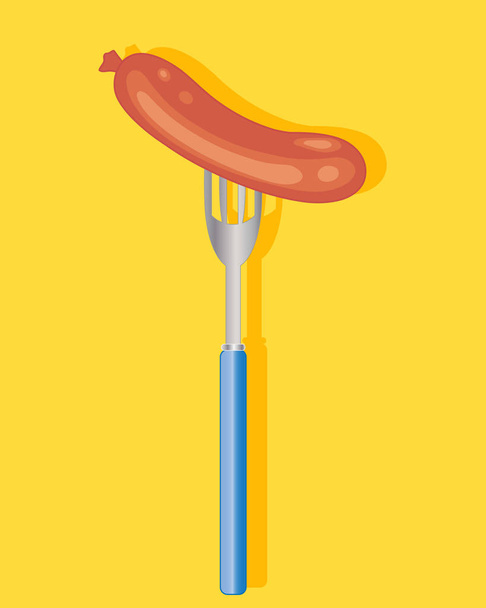 sausage background on mustard yellow - Vector, Image