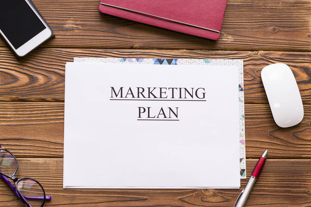 Marketing plan inscription - Foto, afbeelding