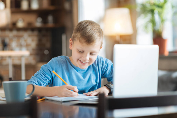 Positive smart boy doing his home task - Foto, immagini