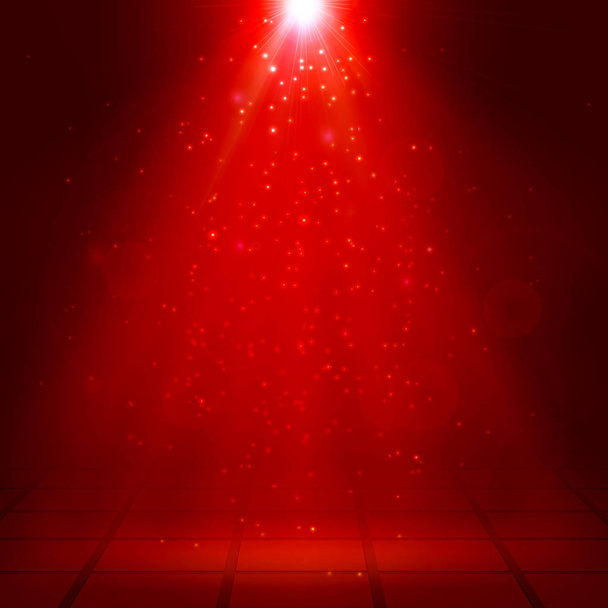 rote Scheinwerfer, Strahl, Nebel, Rauch, Szene, Lichteffekte, Vektorillustration - Vektor, Bild