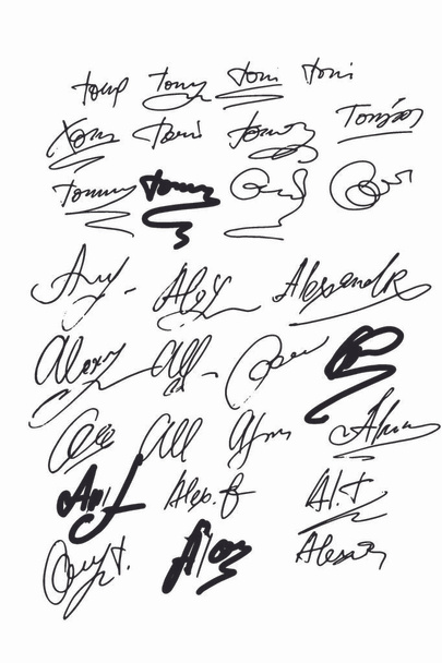 Sammlung von Vektor-Unterschriften fiktives Autogramm. Unterschrift für Konvention.  - Vektor, Bild