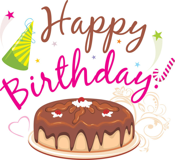 お誕生日おめでとう。チョコレートの誕生日ケーキ - ベクター画像